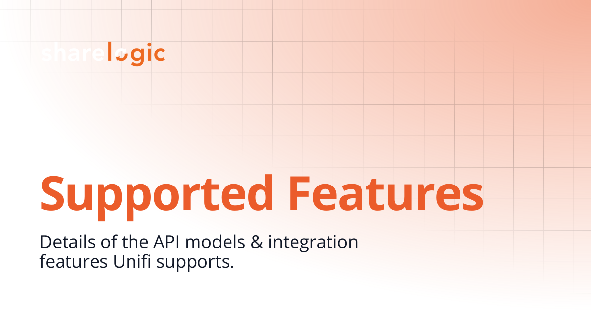 Supported Features | 3.1 | Unifi Documentation